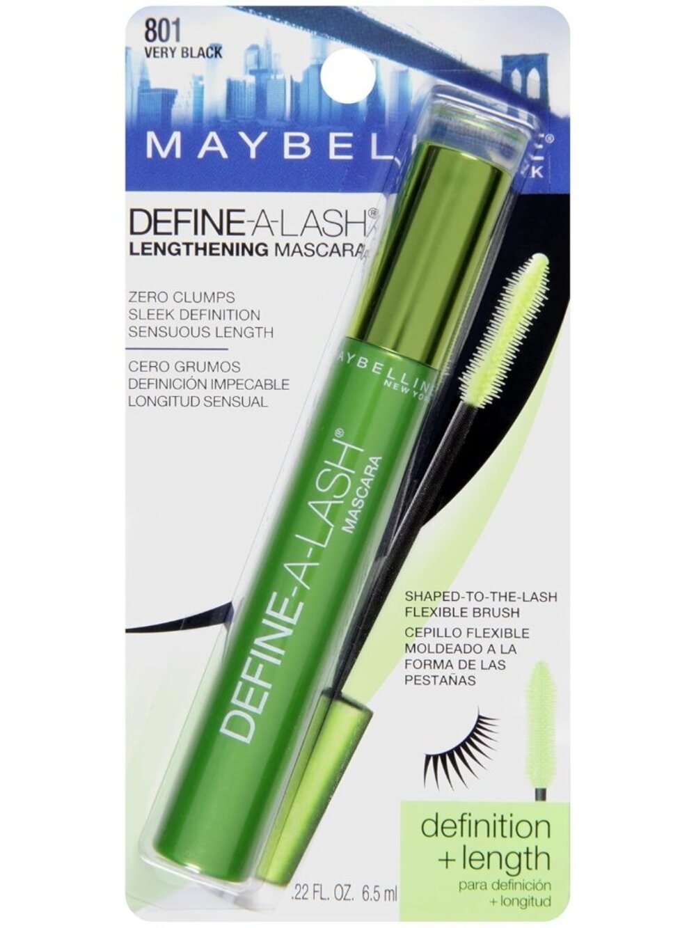 NEW Maybelline Define-A-Lash Lengthening Mascara 801 Very Black